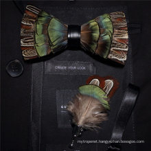 Factory Outlet 100% Hand-Made Natural Feather+PU Men′s Neck Tie